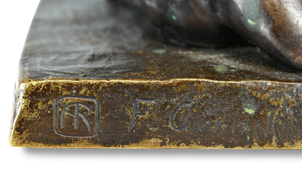 Friedrich Gornik - Pantera in Bronzo - Slovenia Inizio XX Secolo-photo-2